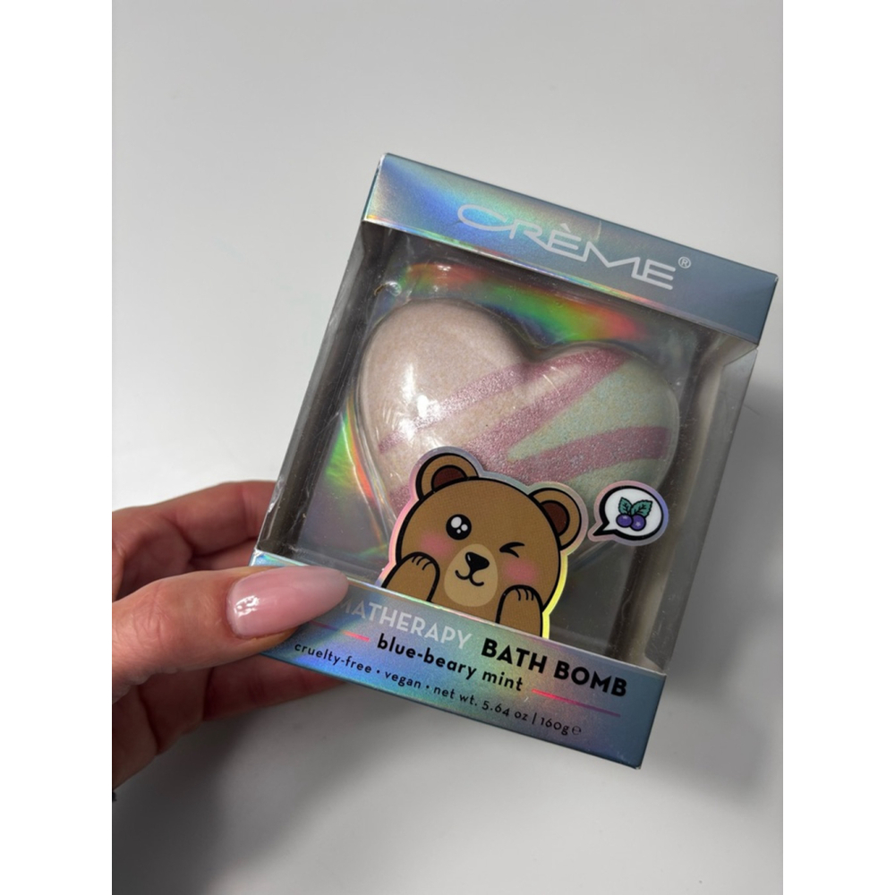 The Crème Shop Blue-beary Mint Heart Bath Bomb New in Box